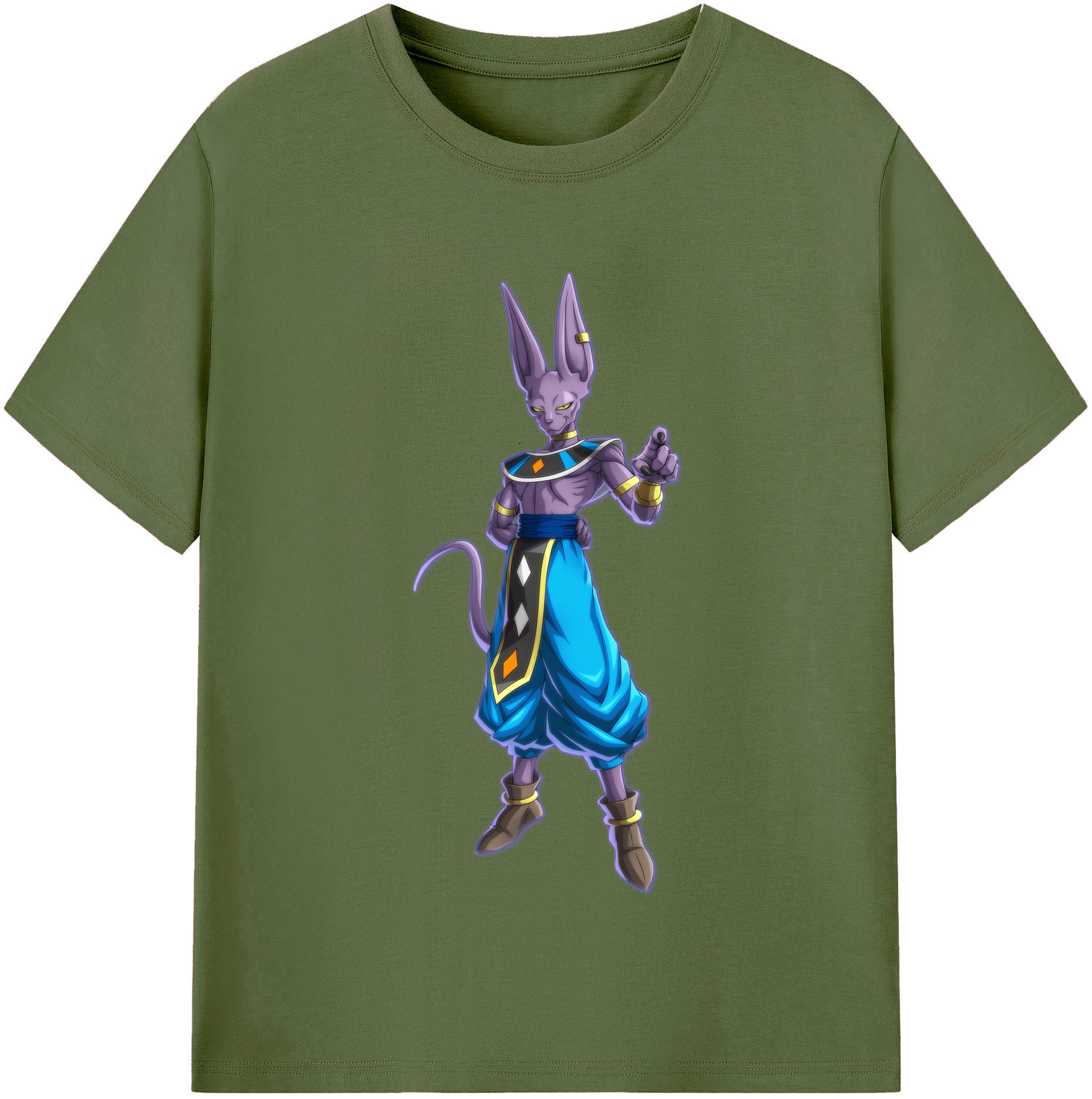 （画像用） ドラゴンボール ビルス 破壊神ビルス DRAGON BALL Beerus Birusu 綿100％半袖Tシャツ（フロントプリント）